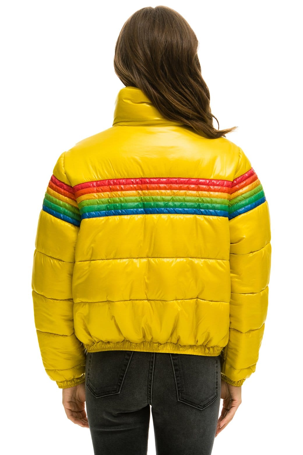 WOMEN'S 6 STRIPE LUXE APRES PUFFER JACKET - GLOSSY HONEY Jacket Aviator Nation 