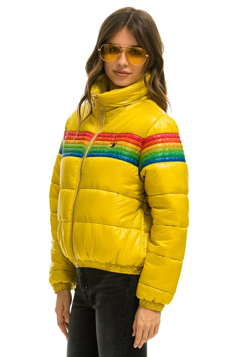 WOMEN'S 6 STRIPE LUXE APRES PUFFER JACKET - GLOSSY HONEY Jacket Aviator Nation