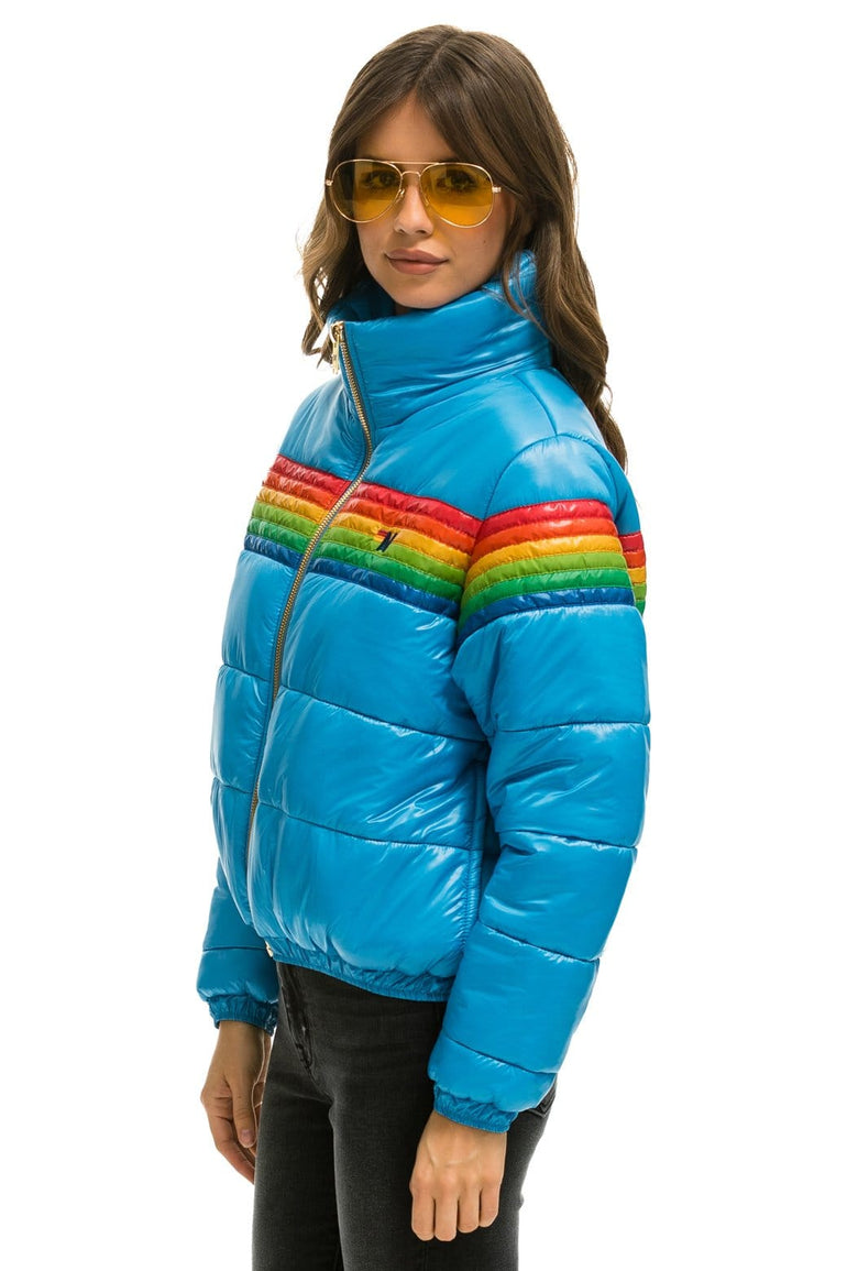 WOMEN'S 6 STRIPE LUXE APRES PUFFER JACKET - GLOSSY OCEAN Jacket Aviator Nation
