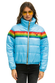 WOMEN'S 6 STRIPE LUXE APRES PUFFER JACKET - GLOSSY SKY Jacket Aviator Nation 