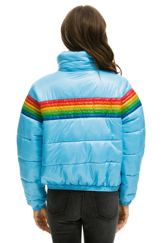 WOMEN'S 6 STRIPE LUXE APRES PUFFER JACKET - GLOSSY SKY Jacket Aviator Nation 