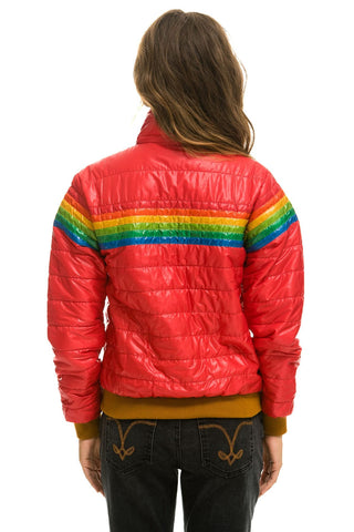 WOMEN'S 6 STRIPE RAINBOW SLEEVE JACKET - GLOSSY CHERRY Jacket Aviator Nation 