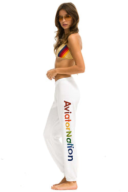 WOMEN'S AVIATOR NATION VAIL SWEATPANTS - WHITE Womens Sweatpants Aviator Nation 