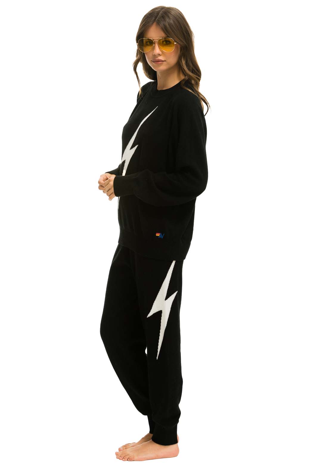 WOMEN'S BOLT CASHMERE LIGHT SWEATER PANT - BLACK Womens Sweatpants Aviator Nation 
