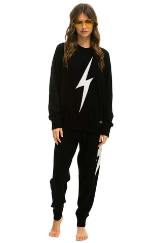 WOMEN'S BOLT CASHMERE LIGHT SWEATER PANT - BLACK Womens Sweatpants Aviator Nation 
