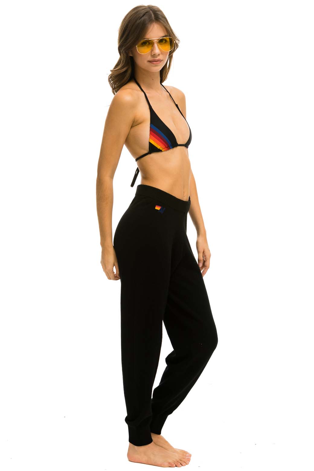 WOMEN'S BOLT CASHMERE LIGHT SWEATER PANT - BLACK Womens Sweatpants Aviator Nation 