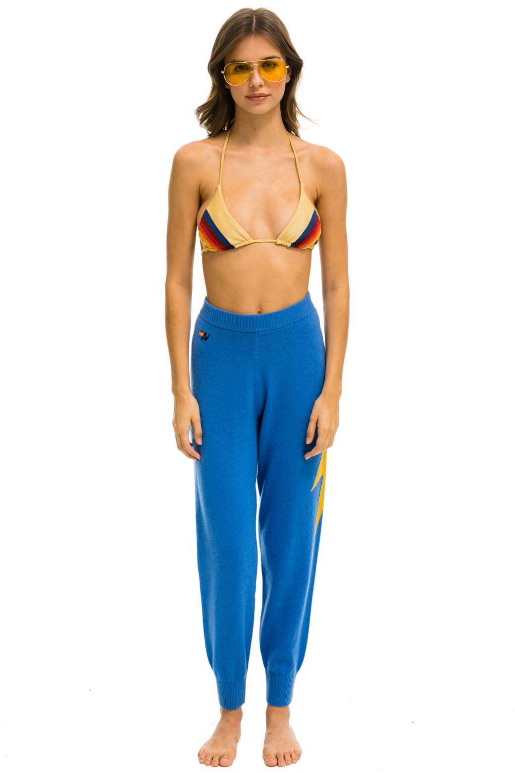 WOMEN'S BOLT CASHMERE LIGHT SWEATER PANT - VINTAGE BLUE Womens Sweatpants Aviator Nation 