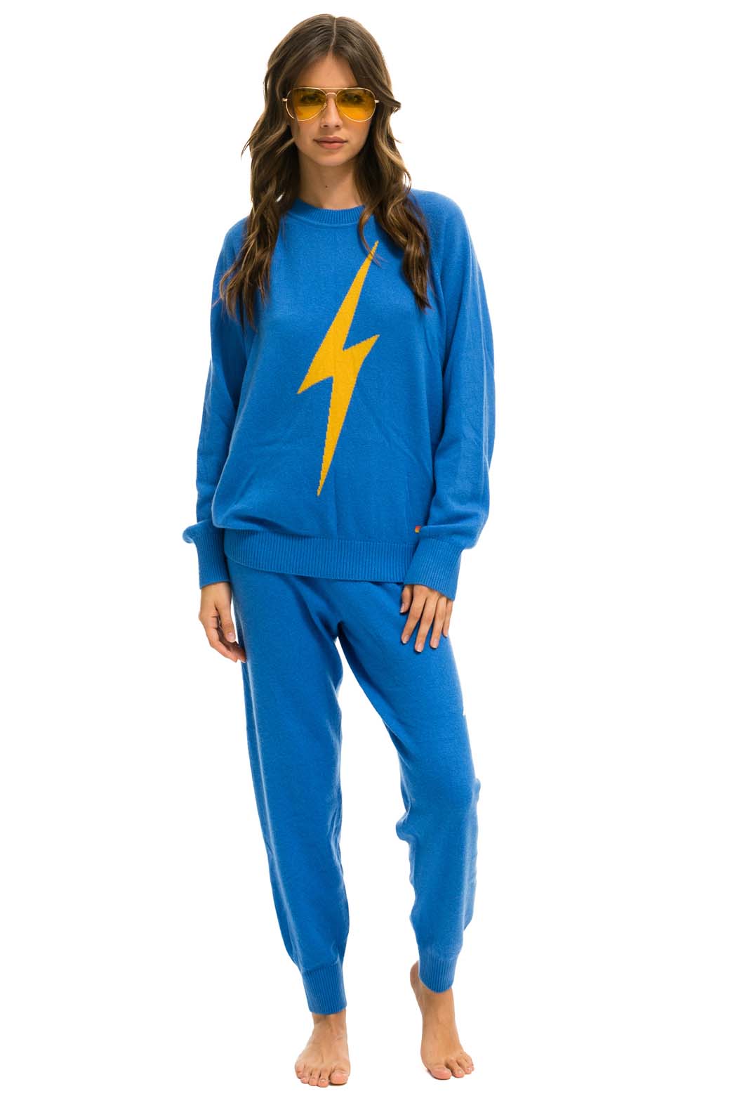 WOMEN'S BOLT CASHMERE LIGHT SWEATER PANT - VINTAGE BLUE Womens Sweatpants Aviator Nation 