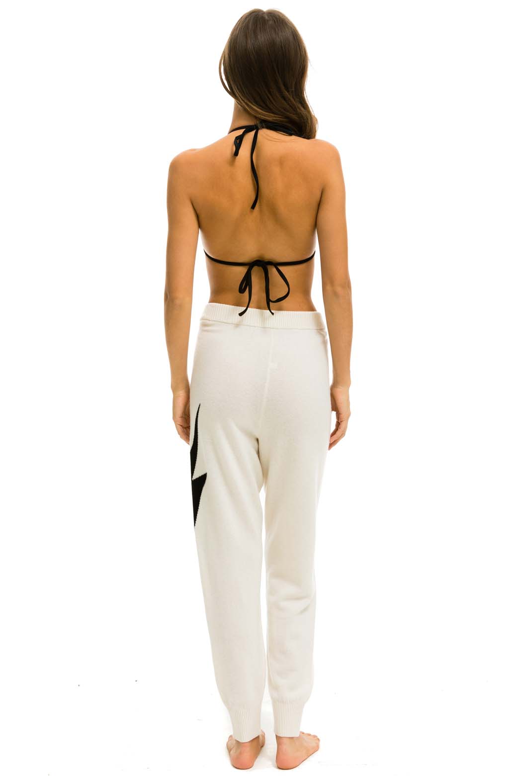 WOMEN'S BOLT CASHMERE LIGHT SWEATER PANT - VINTAGE WHITE // BLACK BOLT Womens Sweatpants Aviator Nation 