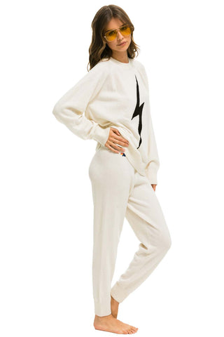 WOMEN'S BOLT CASHMERE LIGHT SWEATER PANT - VINTAGE WHITE // BLACK BOLT Womens Sweatpants Aviator Nation 