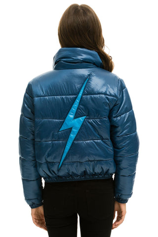 WOMEN'S BOLT LUXE APRES PUFFER JACKET - GLOSSY DARK BLUE Jacket Aviator Nation 