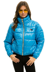 WOMEN'S BOLT LUXE APRES PUFFER JACKET - GLOSSY OCEAN Jacket Aviator Nation 