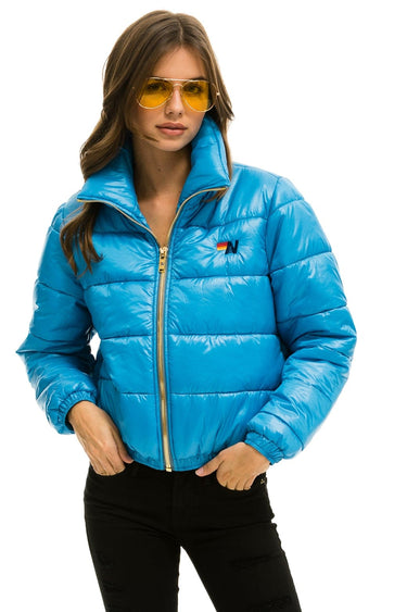 WOMEN'S BOLT LUXE APRES PUFFER JACKET - GLOSSY OCEAN Jacket Aviator Nation 