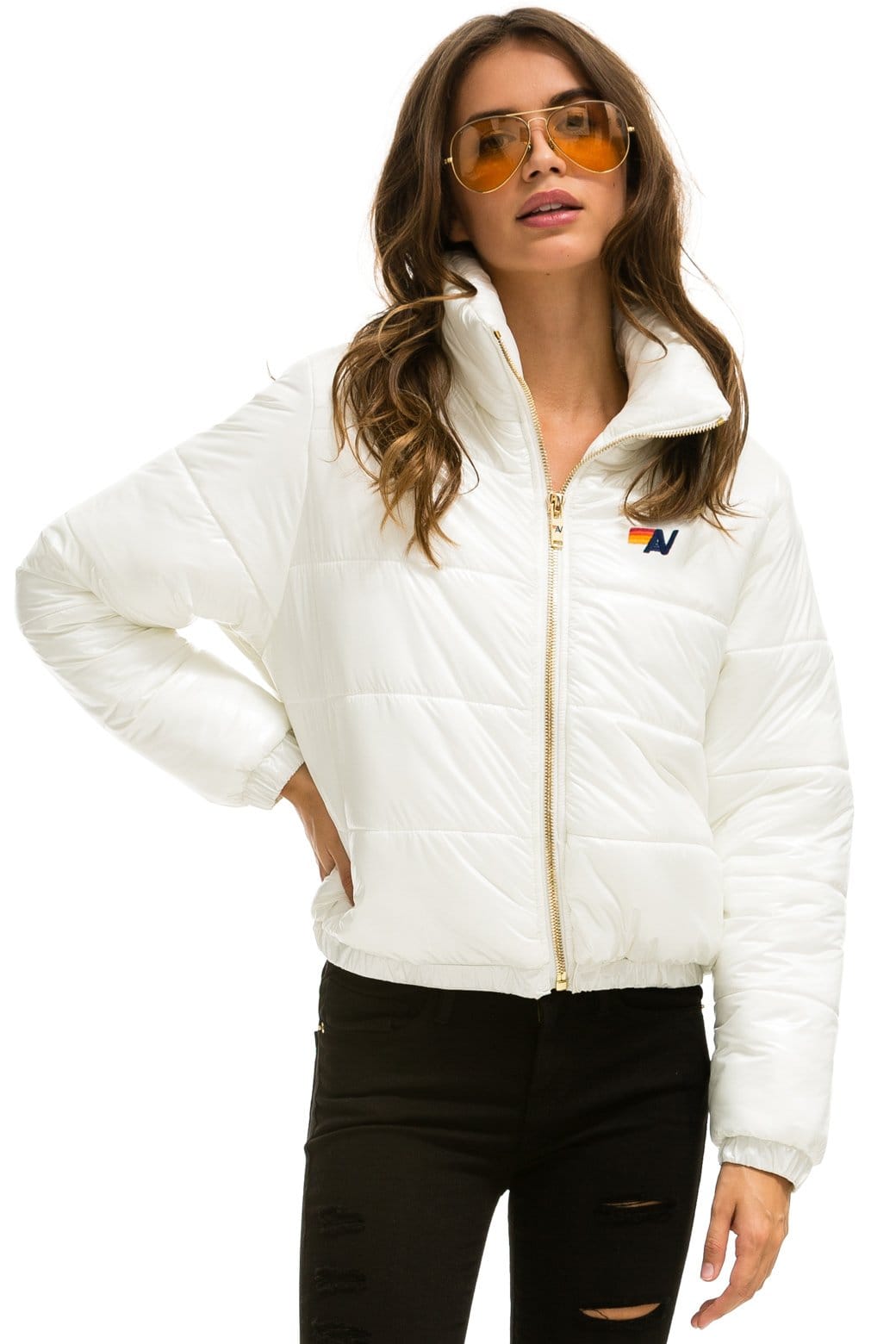 WOMEN'S BOLT LUXE APRES PUFFER JACKET - GLOSSY WHITE Jacket Aviator Nation 