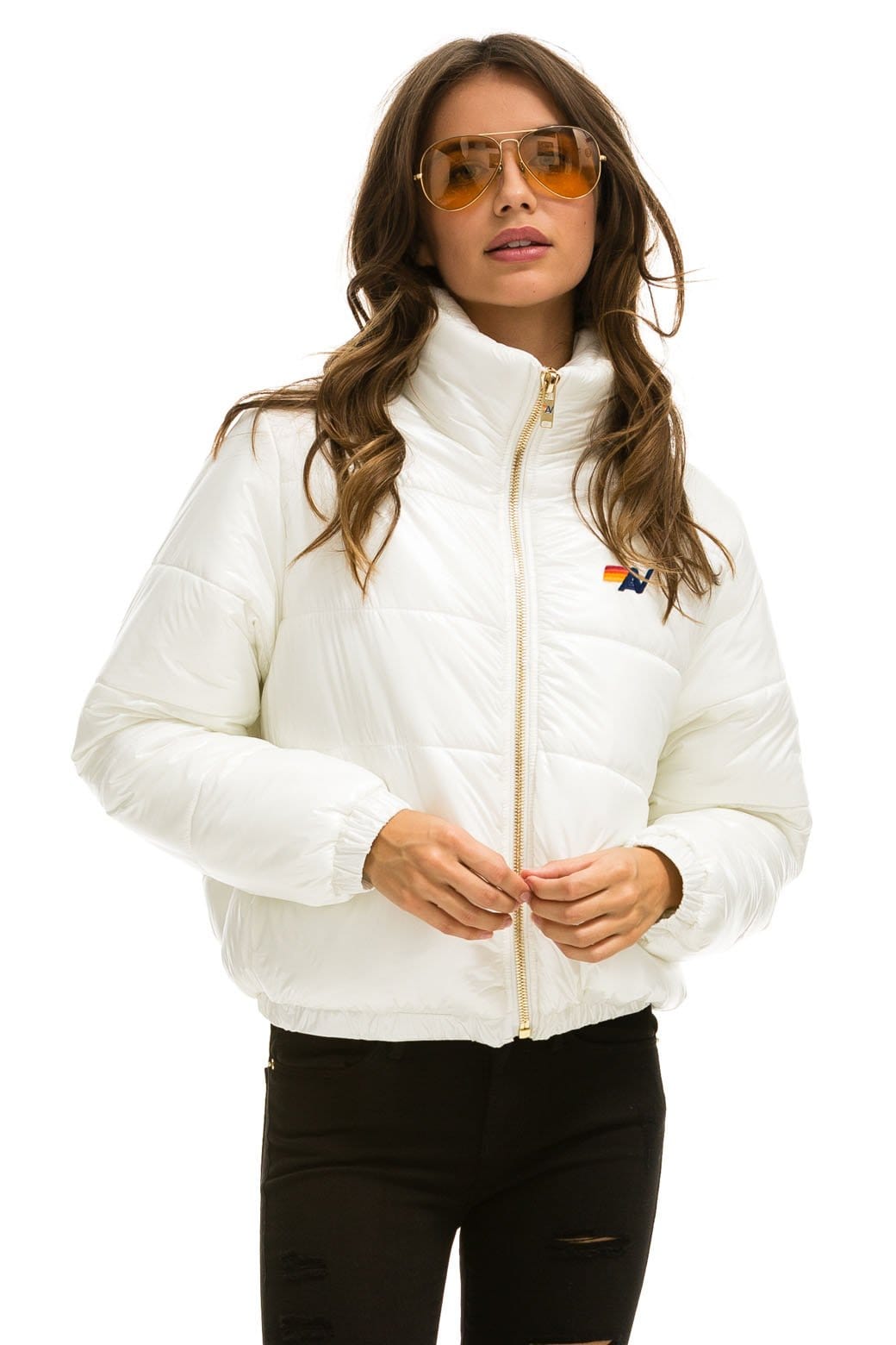 WOMEN'S BOLT LUXE APRES PUFFER JACKET - GLOSSY WHITE Jacket Aviator Nation 