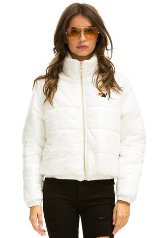 WOMEN'S BOLT LUXE APRES PUFFER JACKET - GLOSSY WHITE Jacket Aviator Nation 