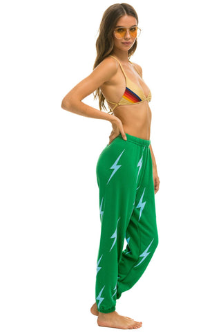 WOMEN'S BOLT STITCH REPEAT SWEATPANTS - KELLY GREEN // BLUE Womens Sweatpants Aviator Nation 