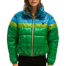 WOMEN'S COLOR BLOCK LUXE APRES PUFFER JACKET - GLOSSY AMAZON Jacket Aviator Nation 