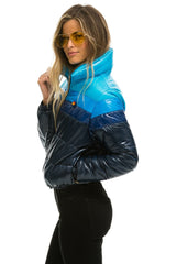 WOMEN'S COLOR BLOCK LUXE APRES PUFFER JACKET - GLOSSY NAVY Jacket Aviator Nation 