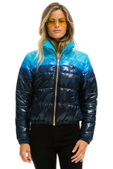 WOMEN'S COLOR BLOCK LUXE APRES PUFFER JACKET - GLOSSY NAVY Jacket Aviator Nation 