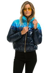 WOMEN'S COLOR BLOCK LUXE APRES PUFFER JACKET - GLOSSY NAVY Jacket Aviator Nation 