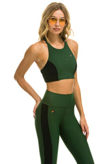 WOMEN'S COLOR BLOCK RACER SPORTS BRA - FOREST Sports Bra Aviator Nation 
