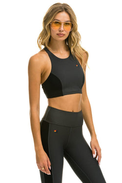 WOMEN'S COLOR BLOCK RACER SPORTS BRA - TITANIUM Sports Bra Aviator Nation 
