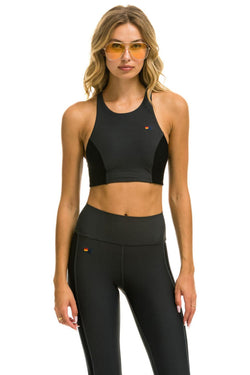 WOMEN'S COLOR BLOCK RACER SPORTS BRA - TITANIUM Sports Bra Aviator Nation 
