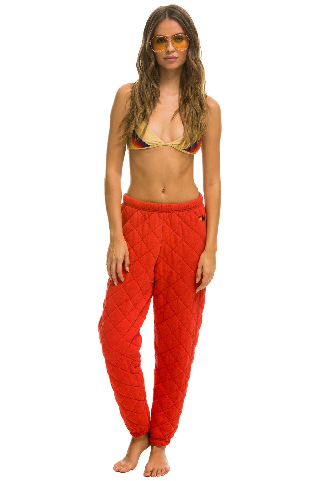 WOMEN&#39;S QUILTED SWEATPANTS - RED Womens Sweatpants Aviator Nation 