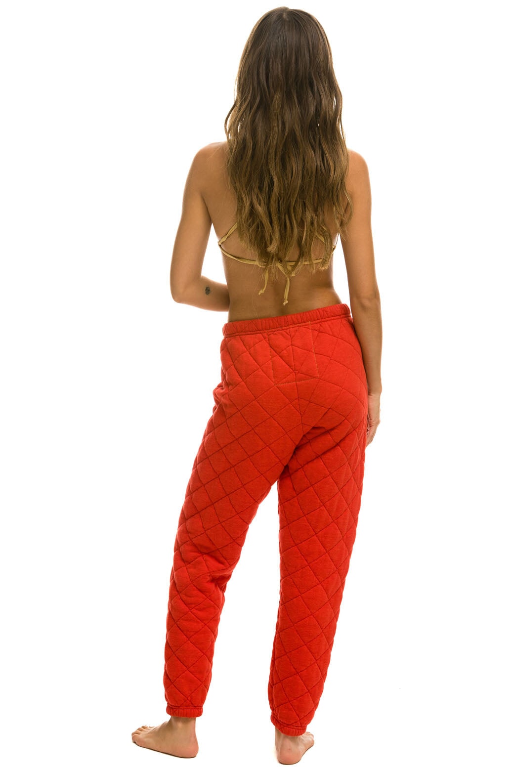 WOMEN&#39;S QUILTED SWEATPANTS - RED Womens Sweatpants Aviator Nation 