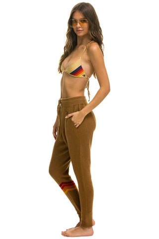 WOMEN'S RAINBOW 4 STRIPE CASHMERE RELAXED FIT PANT - BUTTERSCOTCH Women's Sweatpants Aviator Nation 