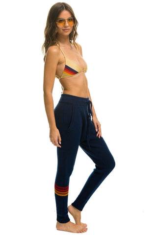 WOMEN'S RAINBOW 4 STRIPE CASHMERE RELAXED FIT PANT - MIDNIGHT Women's Sweatpants Aviator Nation 