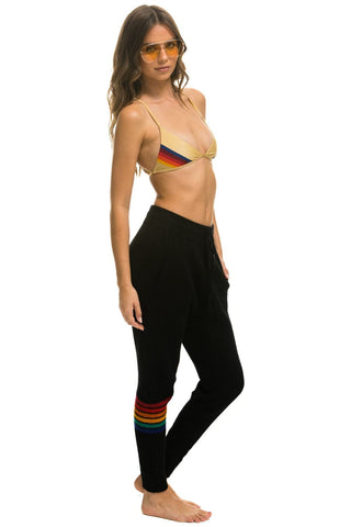 WOMEN'S RAINBOW 6 STRIPE CASHMERE RELAXED FIT PANT - BLACK Women's Sweatpants Aviator Nation 
