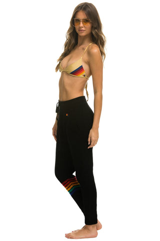 WOMEN'S RAINBOW 6 STRIPE CASHMERE RELAXED FIT PANT - BLACK Women's Sweatpants Aviator Nation 