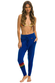 WOMEN'S RAINBOW 6 STRIPE CASHMERE RELAXED FIT PANT - LAPIS Women's Sweatpants Aviator Nation 