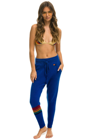WOMEN'S RAINBOW 6 STRIPE CASHMERE RELAXED FIT PANT - LAPIS Women's Sweatpants Aviator Nation 