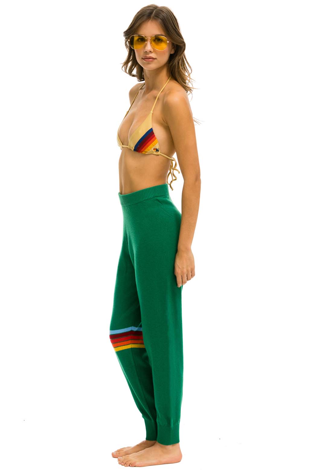 WOMEN'S RAINBOW STRIPE CASHMERE LIGHT SWEATER PANT - AMAZON WOMENS Aviator Nation 