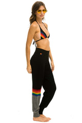 WOMEN'S RAINBOW STRIPE CASHMERE LIGHT SWEATER PANT - BLACK // CHARCOAL Women's Sweatpants Aviator Nation 