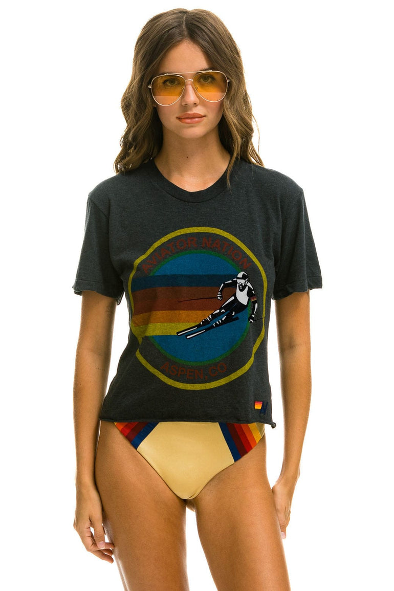 WOMEN'S SIGNATURE ASPEN BOYFRIEND TEE - CHARCOAL Boyfriend Tee Aviator Nation 