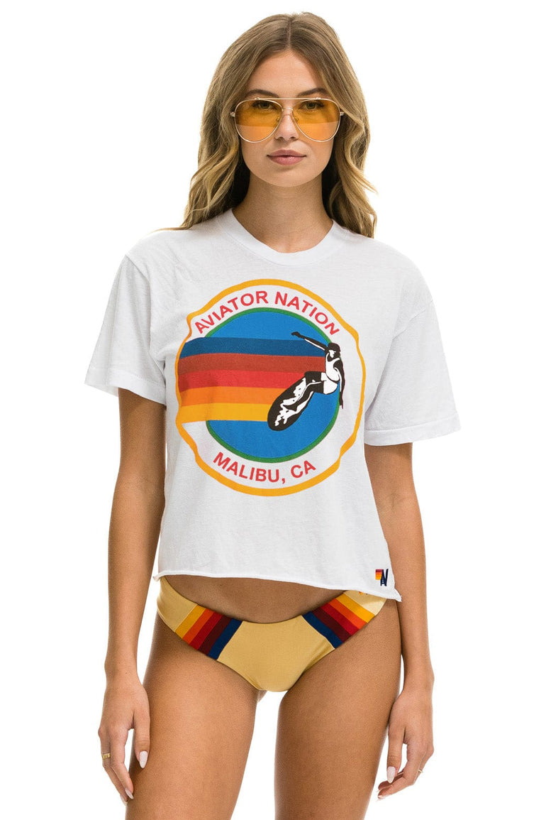 WOMEN'S SIGNATURE BU BOYFRIEND TEE - WHITE Boyfriend Tee Aviator Nation 