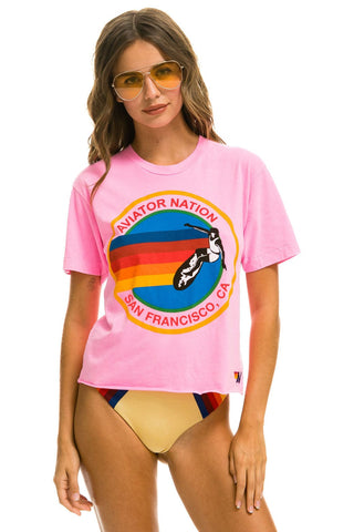 WOMEN'S SIGNATURE SAN FRANCISCO BOYFRIEND TEE - NEON PINK Boyfriend Tee Aviator Nation 