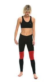 WOMEN'S SPRINTER FULL LENGTH LEGGINGS - BLACK // RED Leggings Aviator Nation 