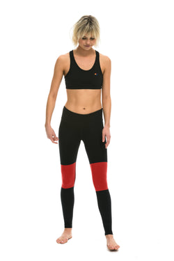 WOMEN'S SPRINTER FULL LENGTH LEGGINGS - BLACK // RED Leggings Aviator Nation 