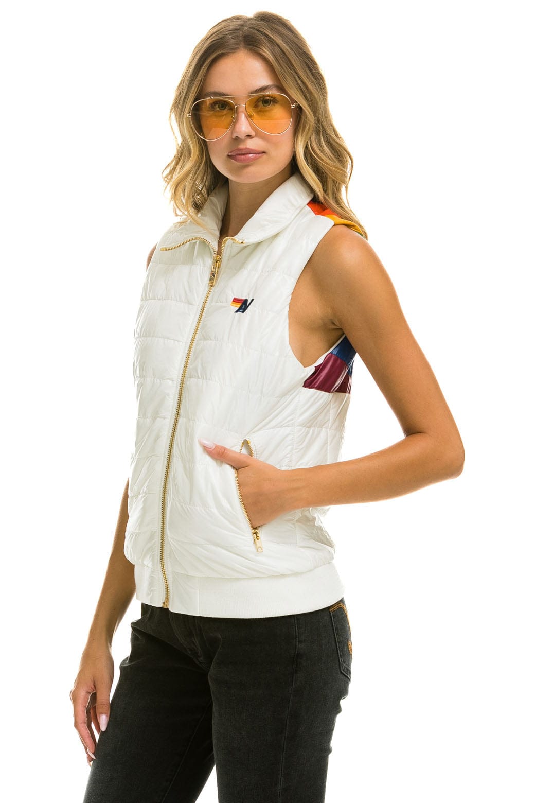 WOMEN'S SUNBURST VEST - GLOSSY WHITE Vest Aviator Nation 