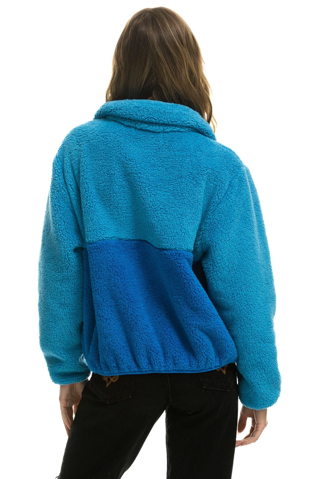 WOMEN'S TEDDY APRES HALF ZIP COLOR BLOCK JACKET - OCEAN Women's Outerwear Aviator Nation 